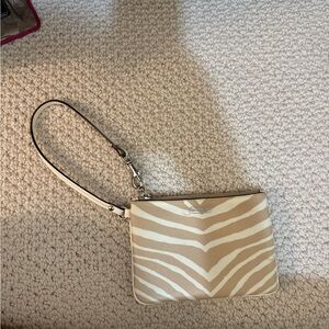 Coach Cream Zebra Print Wristlet